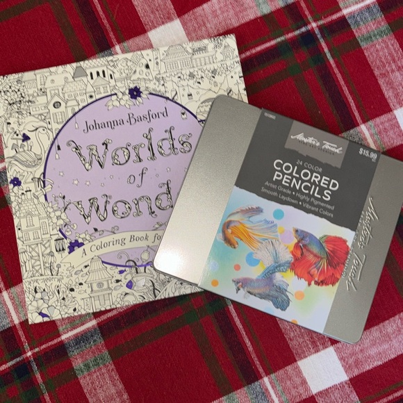 Johanna Basford Worlds of Wonder Coloring Book & Master’s Touch 24 Pencils Set - Picture 2 of 11